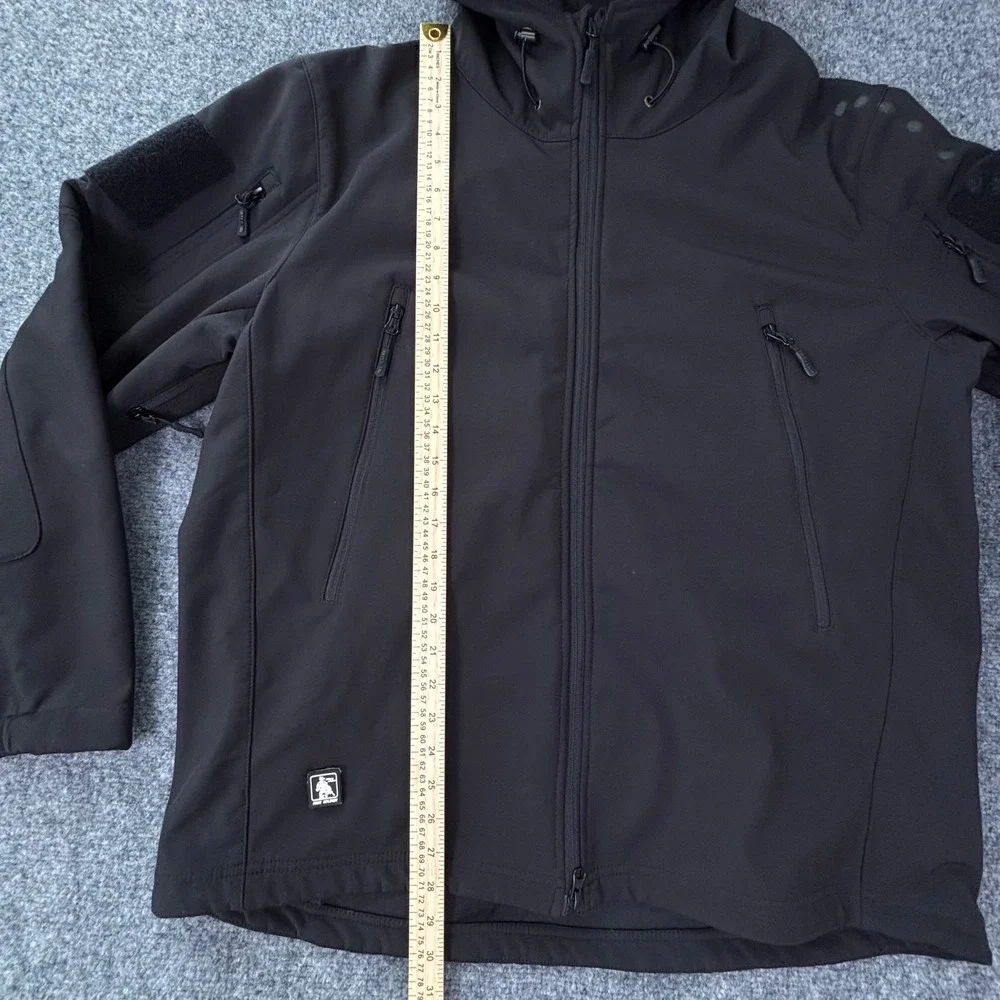 Free Soldier Mens‎ Tactical Softshell Jacket Black Hooded Military Outdoor Coat